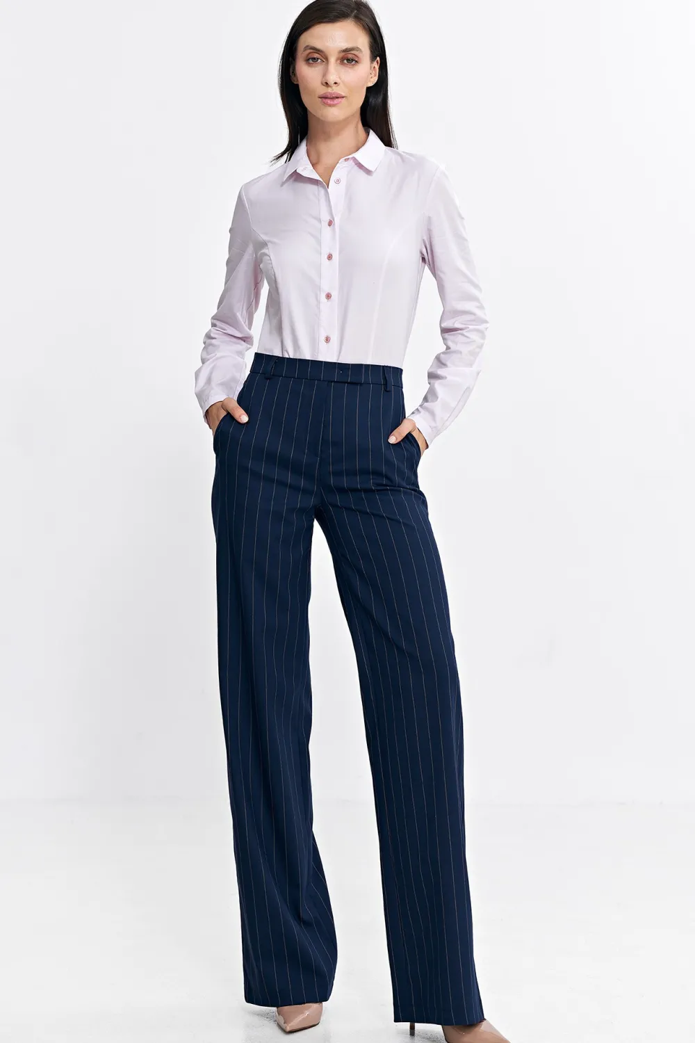 podnie bootcut z zerokii nogawkai – granatowe Spodnie