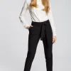 Clearance Spodnie chino z paskiem - czarne Spodnie