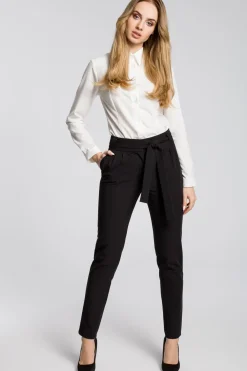 Clearance Spodnie chino z paskiem - czarne Spodnie