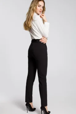 Clearance Spodnie chino z paskiem - czarne Spodnie