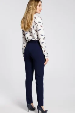 Clearance Spodnie chino z paskiem - granatowe Spodnie