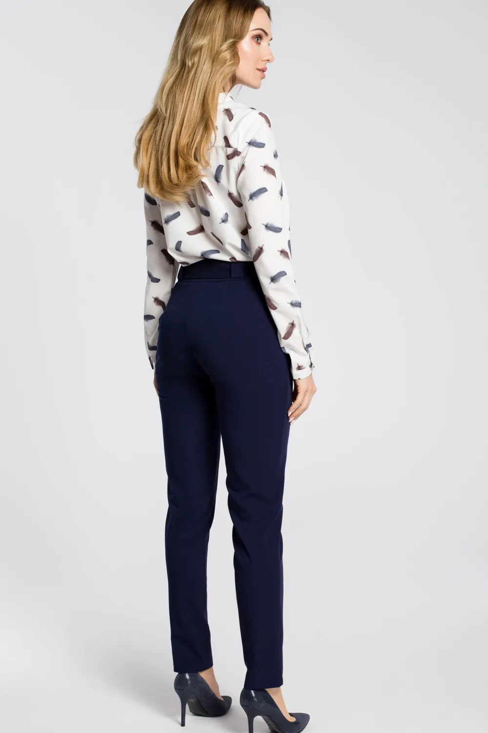 Clearance Spodnie chino z paskiem - granatowe Spodnie