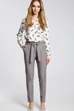 Clearance Spodnie chino z paskiem - szare Spodnie