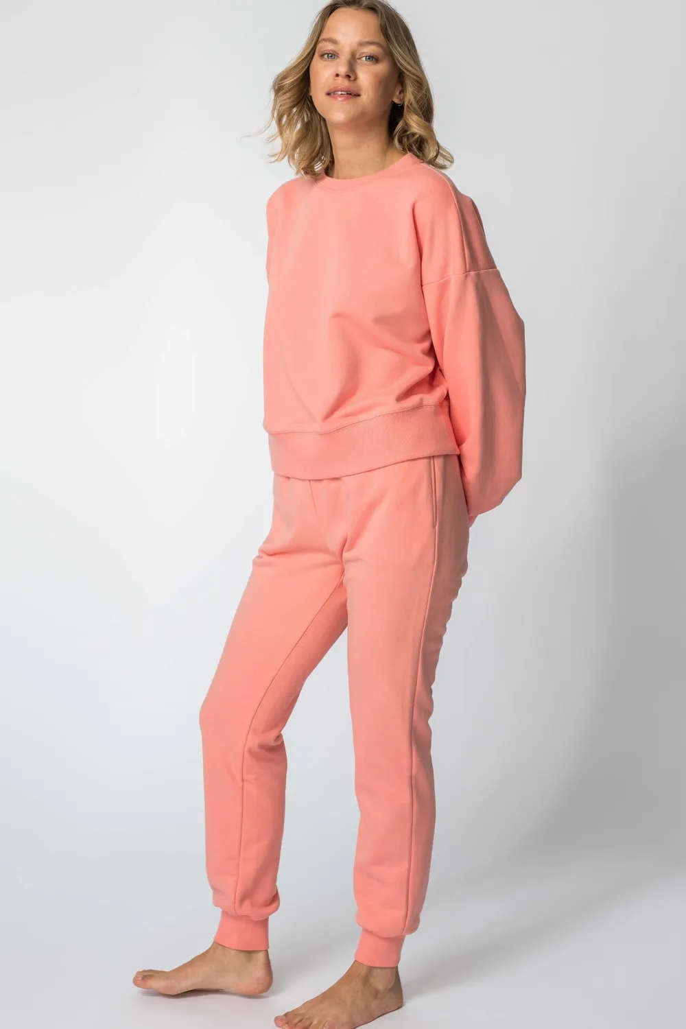 Online podnie dreowe joggery ze ściągacze - koraowe Odzież Casualowa|Spodnie