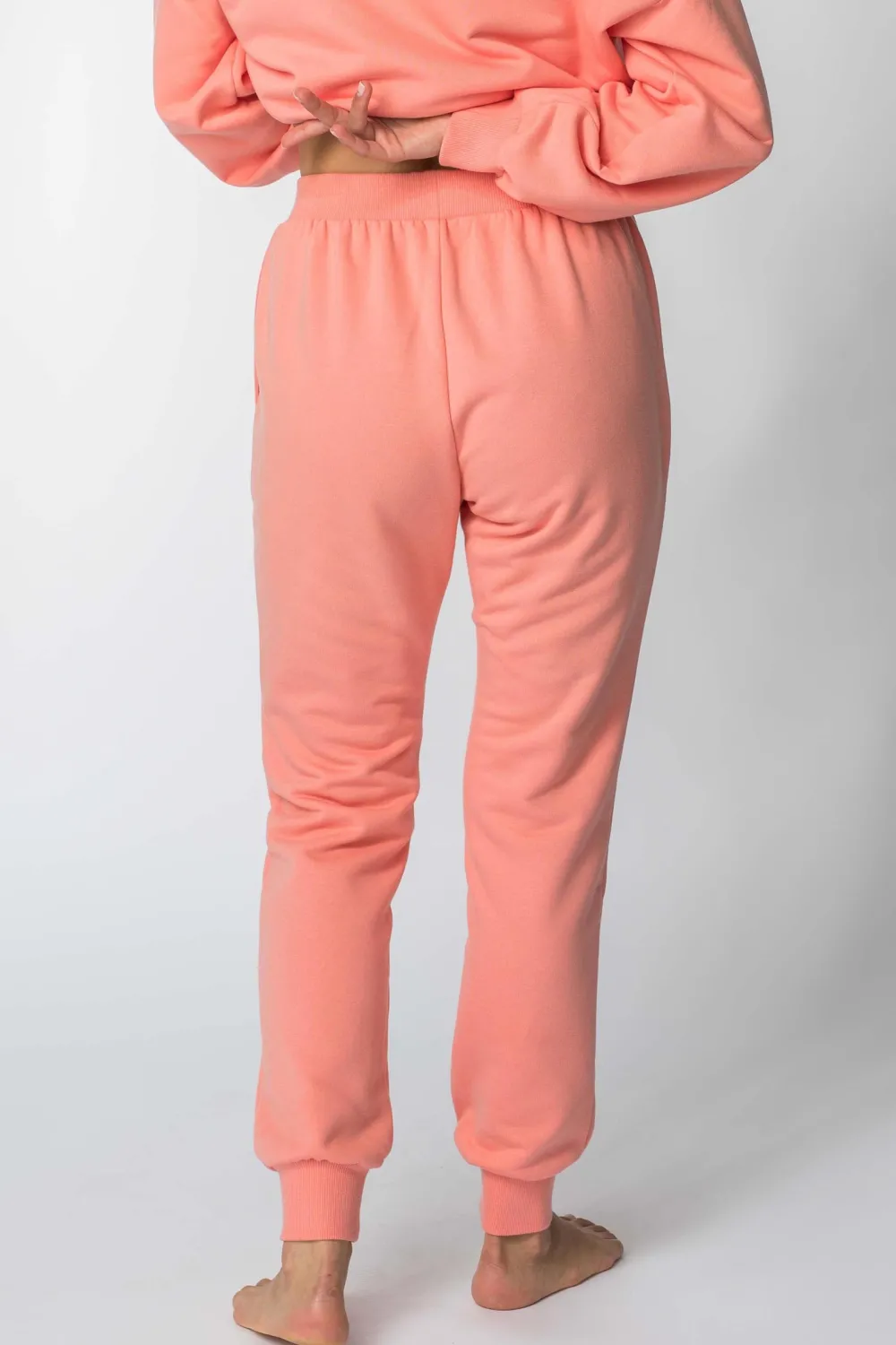 Online podnie dreowe joggery ze ściągacze - koraowe Odzież Casualowa|Spodnie