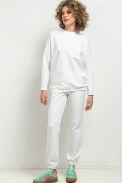 Discount podnie dreowe typu jogger - białe Odzież Casualowa|Dobry Skład