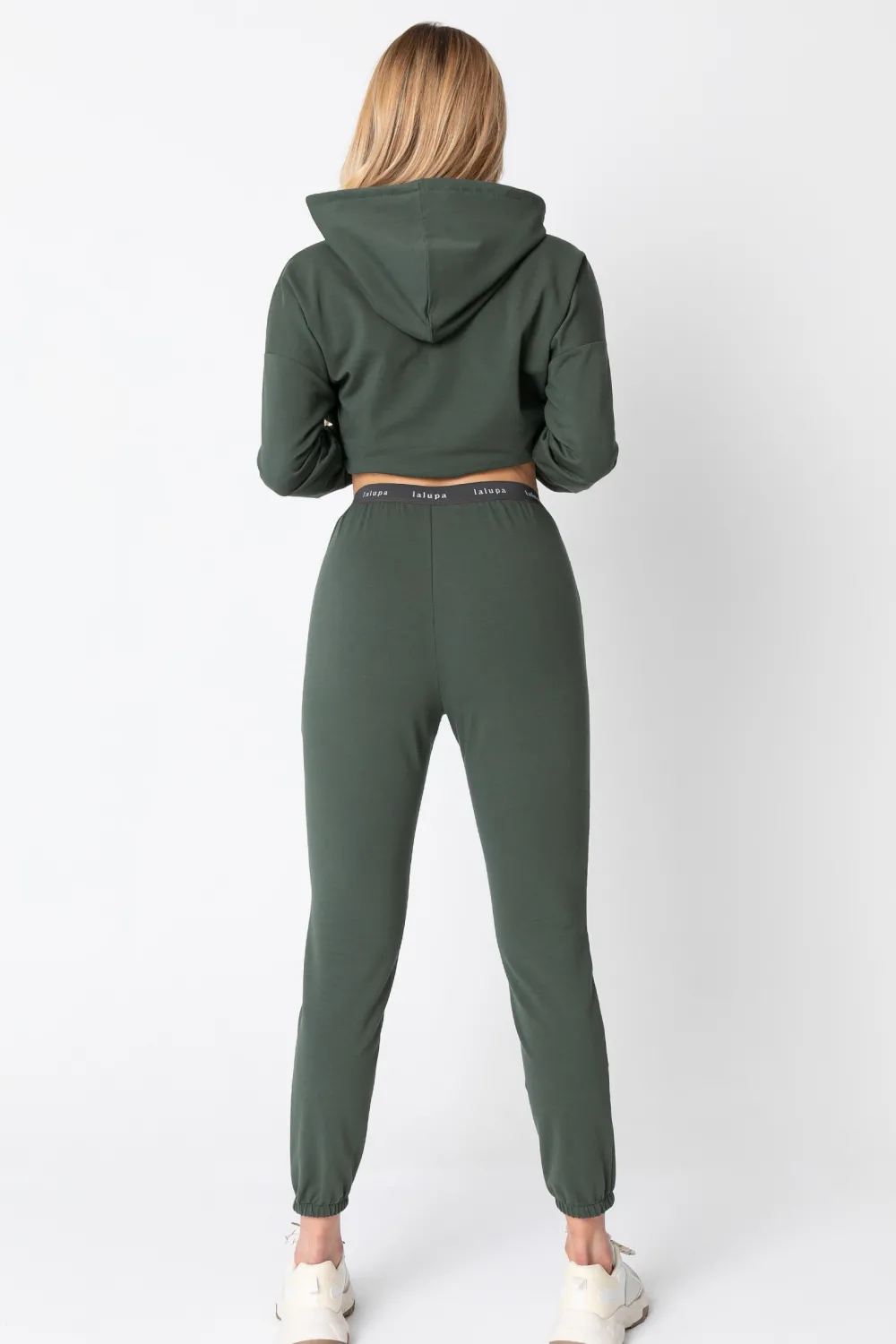 Outlet podnie typu jogger z ogowaną guą - oiwkowe Odzież Casualowa|Spodnie