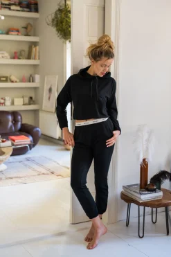Clearance Spodnie typu joggers z logowaną gumą - czarne Odzież Casualowa|Spodnie