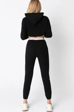 Clearance Spodnie typu joggers z logowaną gumą - czarne Odzież Casualowa|Spodnie