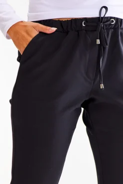 Outlet podnie typu jogger z wiązanie w paie - czarne Spodnie