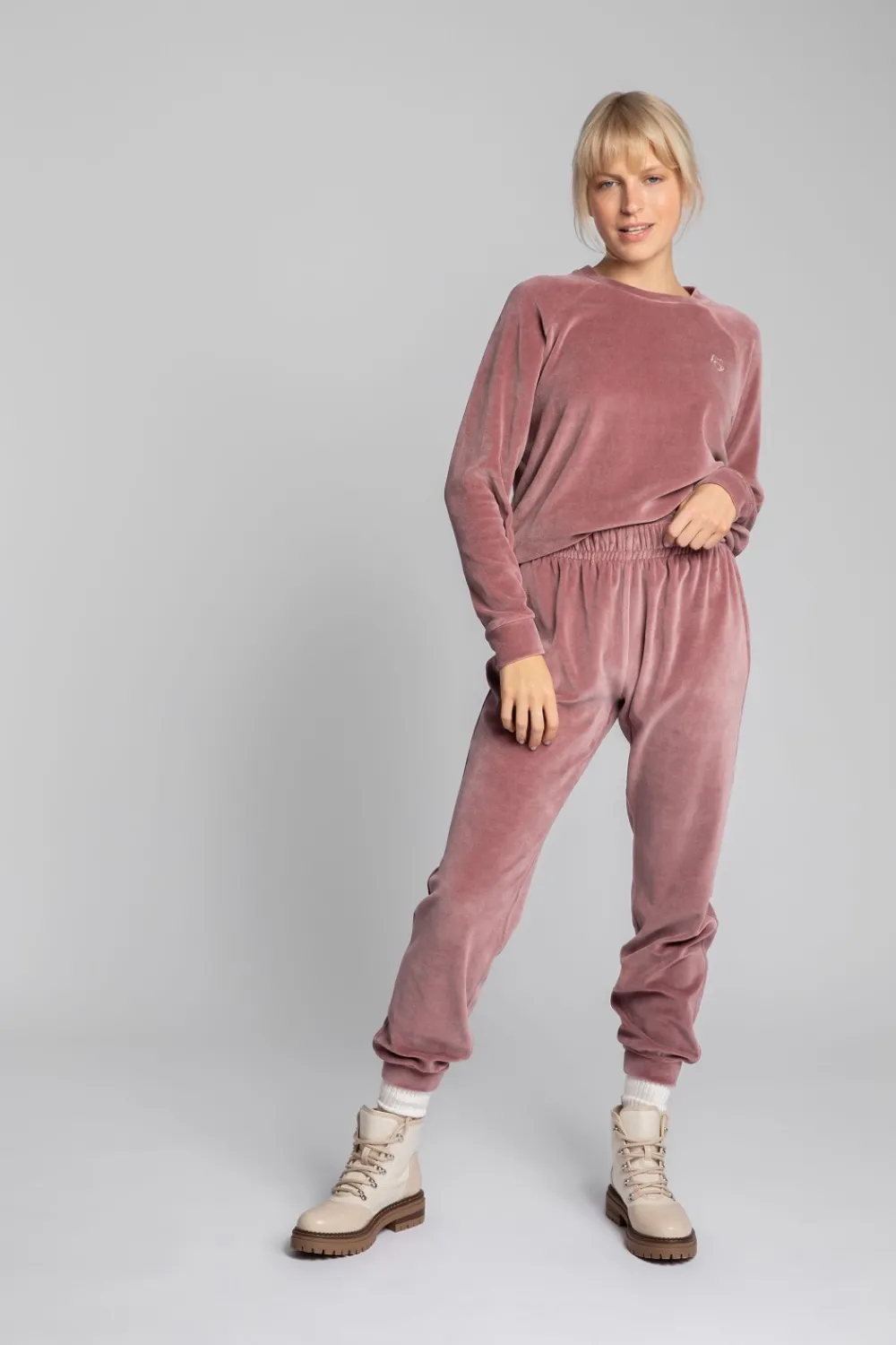 Clearance podnie typu jogger z weuru - brudny róż Odzież Casualowa|Spodnie