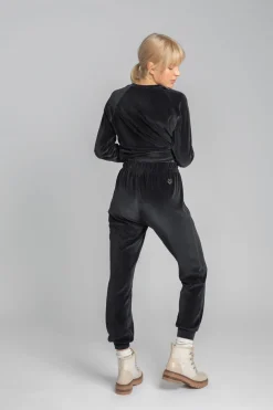 Outlet Spodnie typu jogger z weluru - grafitowe Odzież Casualowa|Spodnie