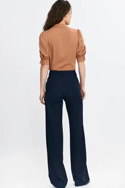 New podnie z nogawkai typu bootcut - granatowe Spodnie
