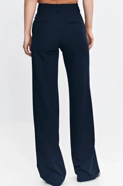 New podnie z nogawkai typu bootcut - granatowe Spodnie
