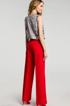 New podnie z zerokii nogawkai - czerwone Spodnie