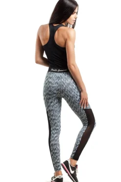 Clearance Sportowe legginsy FIT z czarną wstawką na łydce - model 4 Legginsy
