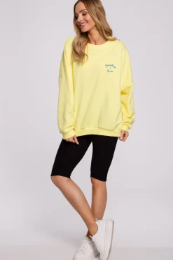 Outlet Stylowa bluza oversize - cytrynowa Odzież Casualowa|Bluzy