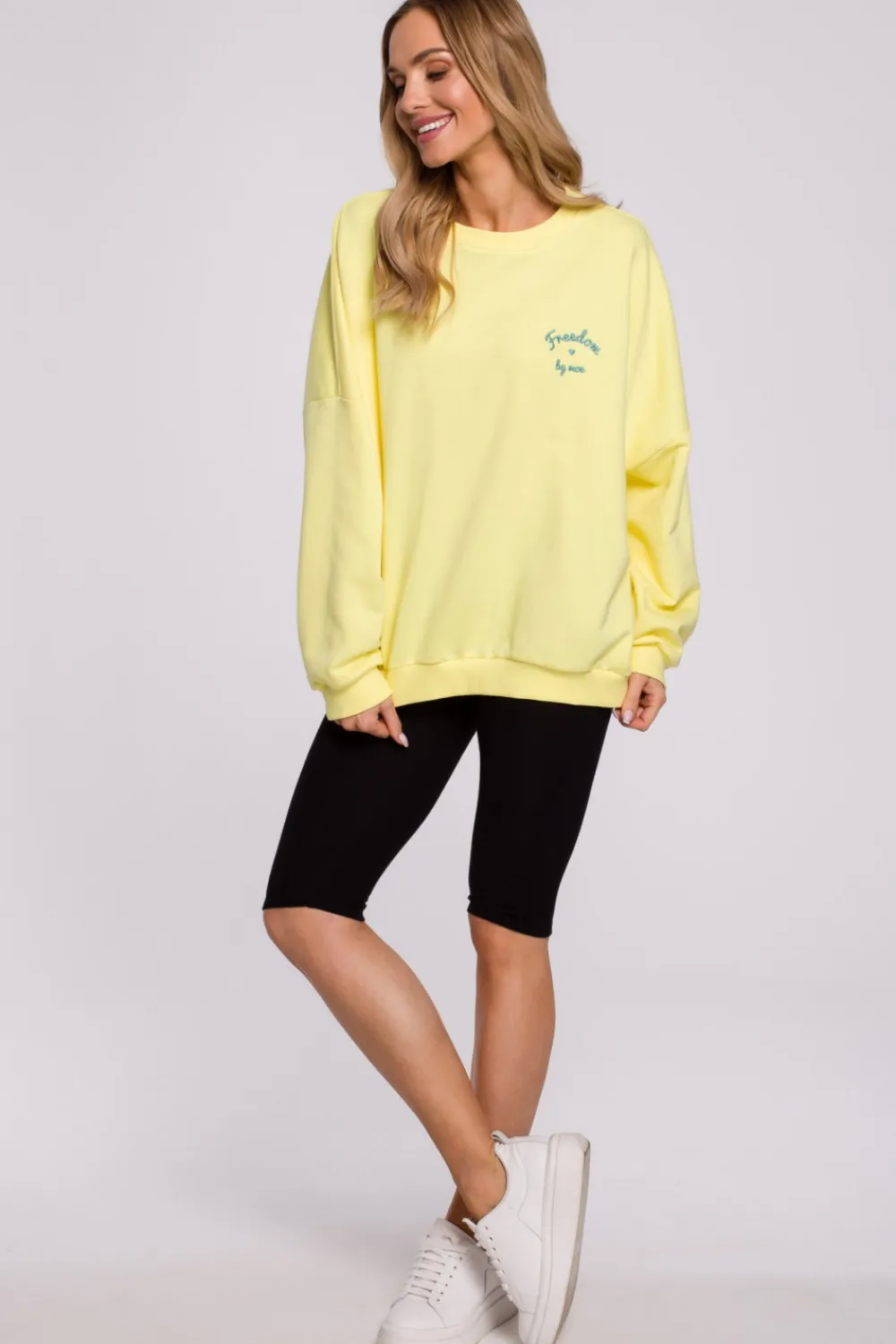 Outlet Stylowa bluza oversize - cytrynowa Odzież Casualowa|Bluzy