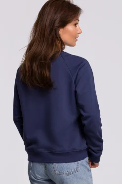 Online Stylowa bluza z nadrukiem - niebieska Odzież Casualowa|Dobry Skład