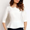 Discount Stylowa bluzka baskinka z rękawem 1/2 - ecru Dobry Skład|Bluzki