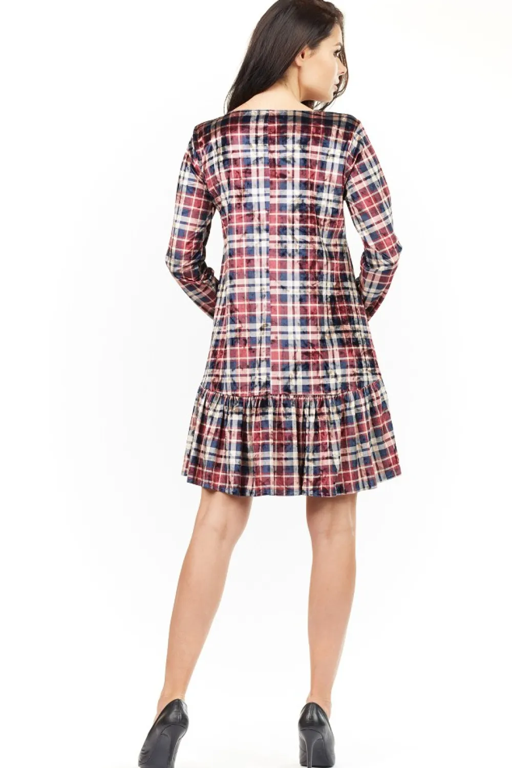 Clearance Stylowa sukienka mini z falbanką - kratka Dobry Skład|Sukienki