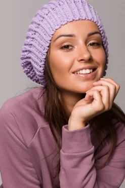Sale Stylowy ciepły beret - lawendowy Akcesoria