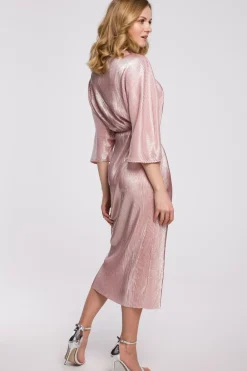 Outlet Sukienka kimono z metalicznej tkaniny - różowa Sukienki
