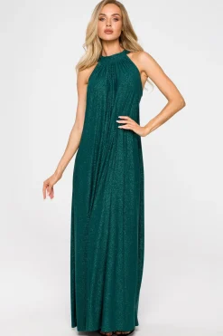 Clearance Sukienka maxi z dekoltem typu halter - szmaragdowa Sukienki Wieczorowe|Sukienki