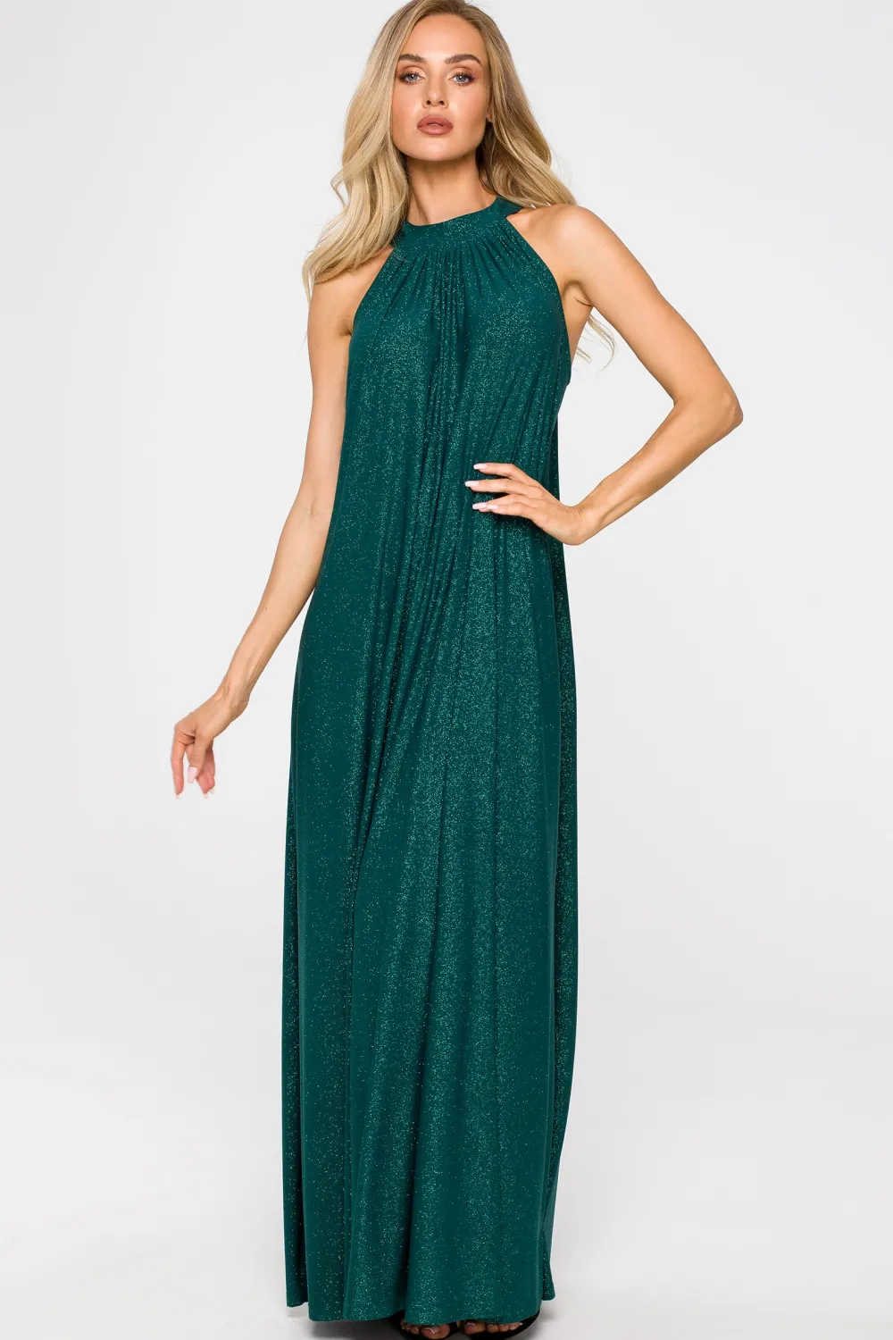 Clearance Sukienka maxi z dekoltem typu halter - szmaragdowa Sukienki Wieczorowe|Sukienki