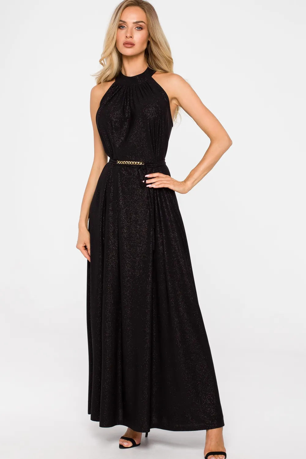 Online Sukienka maxi z dekoltem typu halter - czarna Sukienki Wieczorowe|Sukienki