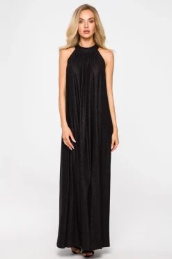 Online Sukienka maxi z dekoltem typu halter - czarna Sukienki Wieczorowe|Sukienki