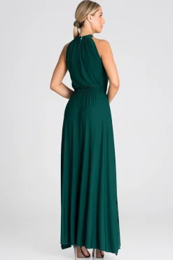 New Sukienka maxi z dekoltem typu halter - zielona Sukienki Wieczorowe|Sukienki