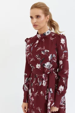 New ukienka axi z fabaną i nadrukie - bordowa Maxi|Sukienki