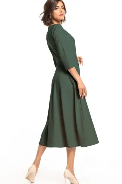 New ukienka axi z rękawe 3/4 - khaki Sukienki Wieczorowe|Sukienki