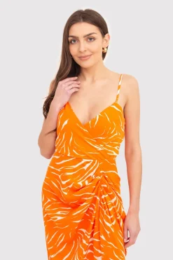 Best ukienka idi na raiączkach - poarańczowa Kolory I Printy Sezonu|Sukienki