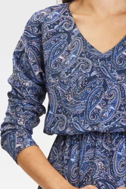 Clearance ukienka idi z długii rękawai – granatowa Sukienki|Midi