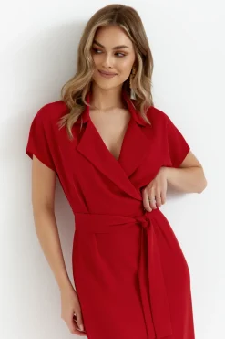 Clearance ukienka idi z kołnierzykie - czerwona Sukienki Koktajlowe|Sukienki