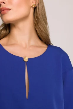 Discount ukienka o uźny faonie z łezką w dekocie - chabrowa Dobry Skład|Sukienki Na Wiosnę