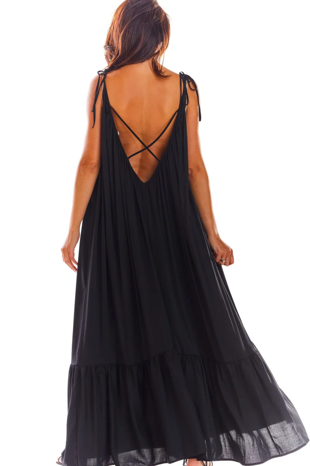 New Sukienka oversize z dekoltem na plecach - czarna Sukienki