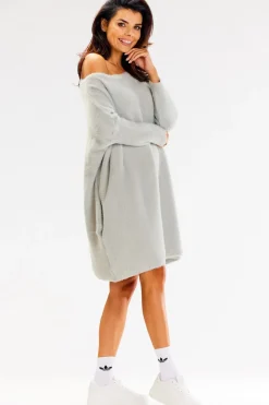 New Sukienka oversize z długimi rękawami - szara Sukienki