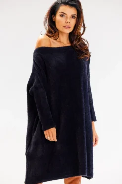 Online Sukienka oversize z długimi rękawami - czarna Sukienki