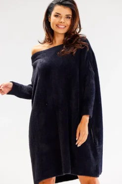 Online Sukienka oversize z długimi rękawami - czarna Sukienki
