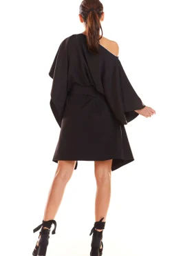 Discount Sukienka oversize z opadającym ramieniem - czarna Dobry Skład|Sukienki