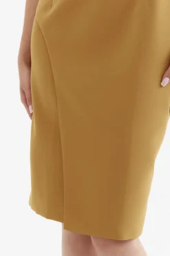 Outlet ukienka ołówkowa z krótki rękawe – cynaonowa Sukienki|Midi