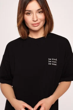 Clearance Sukienka t-shirtowa midi - czarna Sukienki Dzianinowe|Sukienki