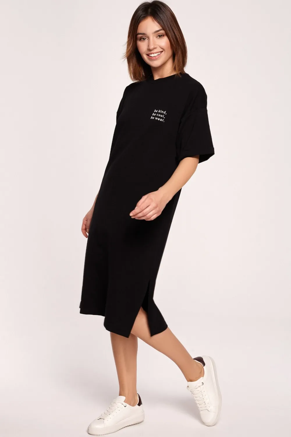 Clearance Sukienka t-shirtowa midi - czarna Sukienki Dzianinowe|Sukienki
