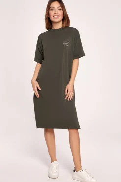 Outlet Sukienka t-shirtowa midi - militarno-zielona Sukienki Dzianinowe|Sukienki
