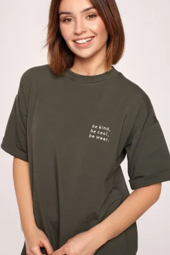 Outlet Sukienka t-shirtowa midi - militarno-zielona Sukienki Dzianinowe|Sukienki