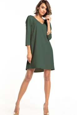 Clearance ukienka z dekote w erek - khaki Do Pracy|Sukienki