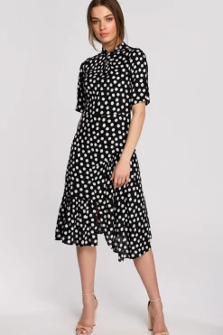 Sale ukienka ze tójką i fabaną na doe - czarna Sukienki Koktajlowe|Sukienki